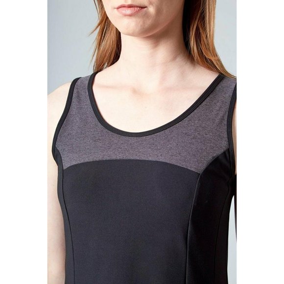 MONDETTA Women Tank Dress Performance + Luxury Black/Charcoal Fit Flare - Picture 3 of 9